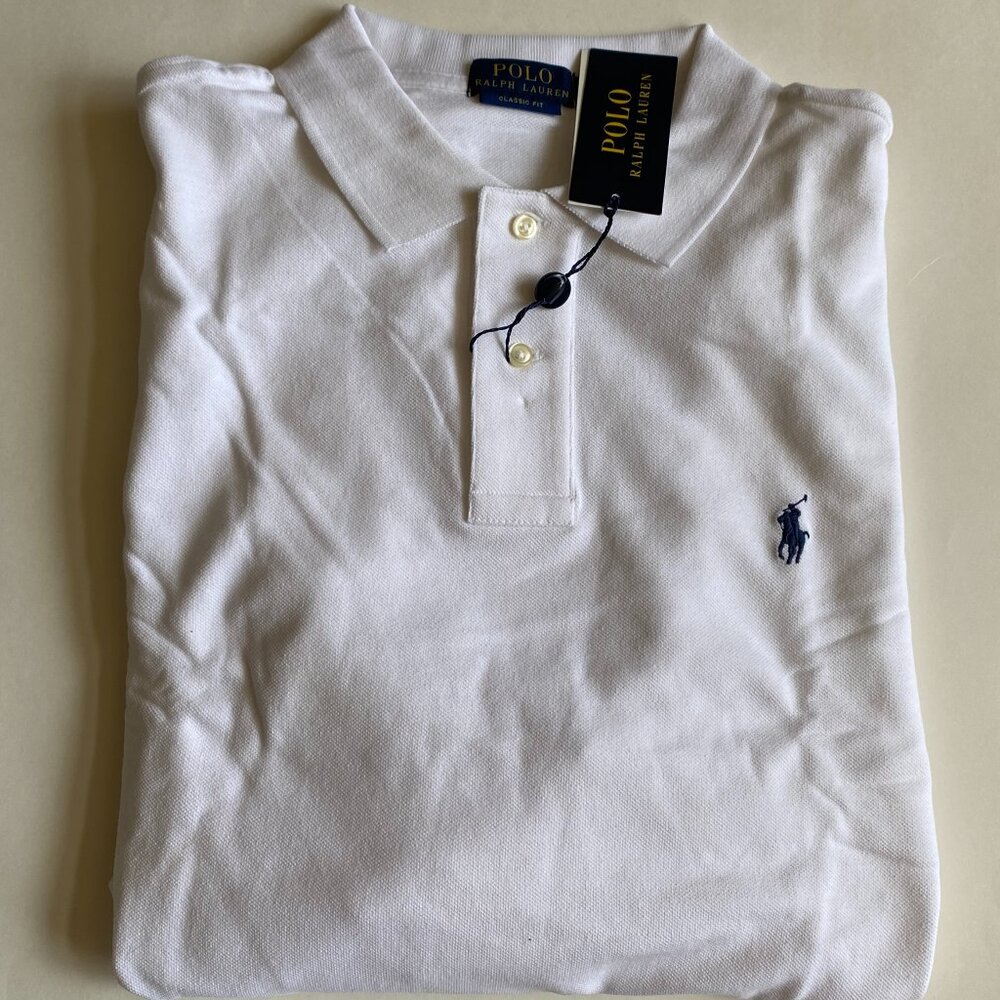 Polo Ralph Lauren Classic Fit Mesh Long Sleeve Polo Shirt White